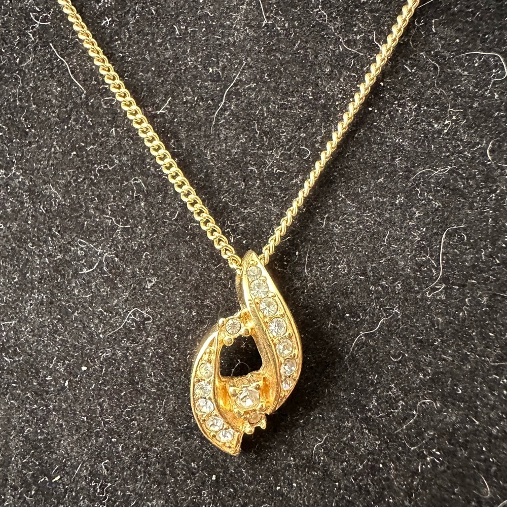 Christian Dior Vintage Rhinestone Pendant Necklace